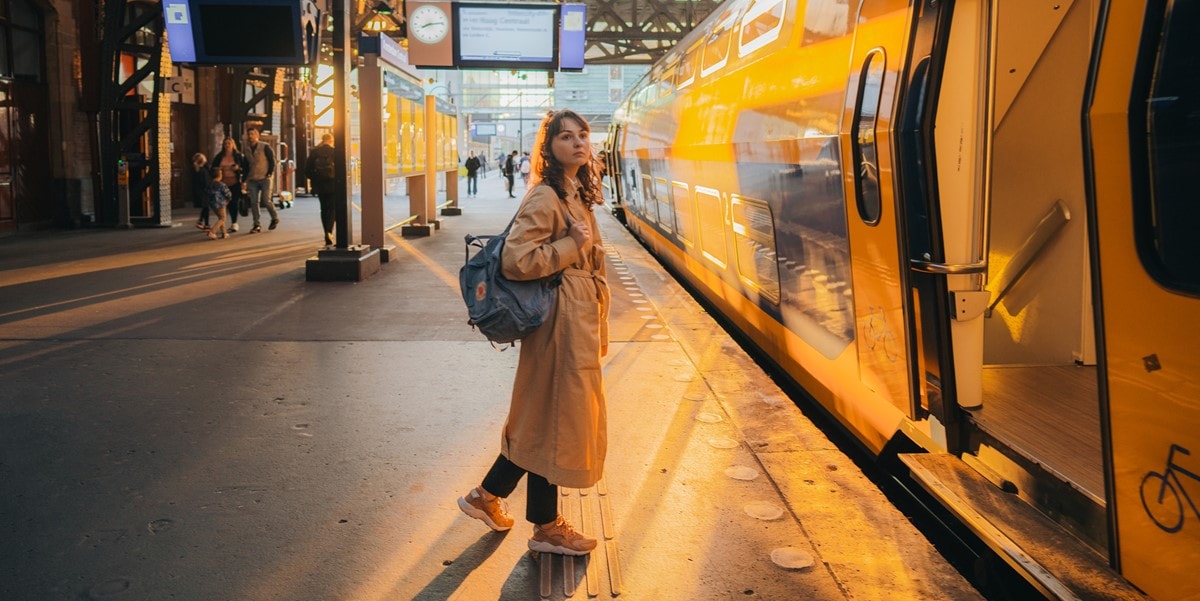 traveler waiting to get on a train